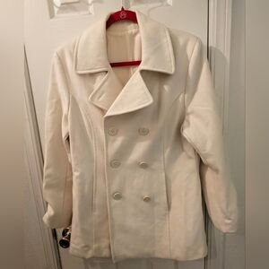 Naturalizer Woman's White Wool Pea Coat